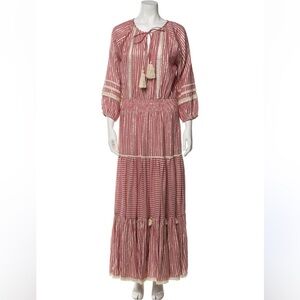 Miss June Paris Long Sleeve Red Stripe Boho Maxi Dress